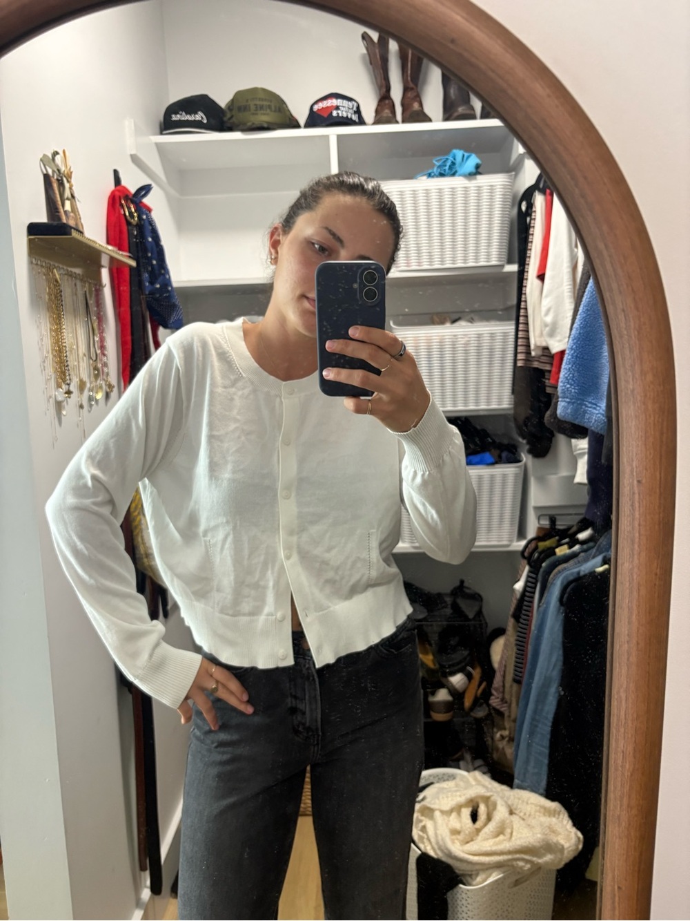 Classic White Button-Front Women's Cardigan